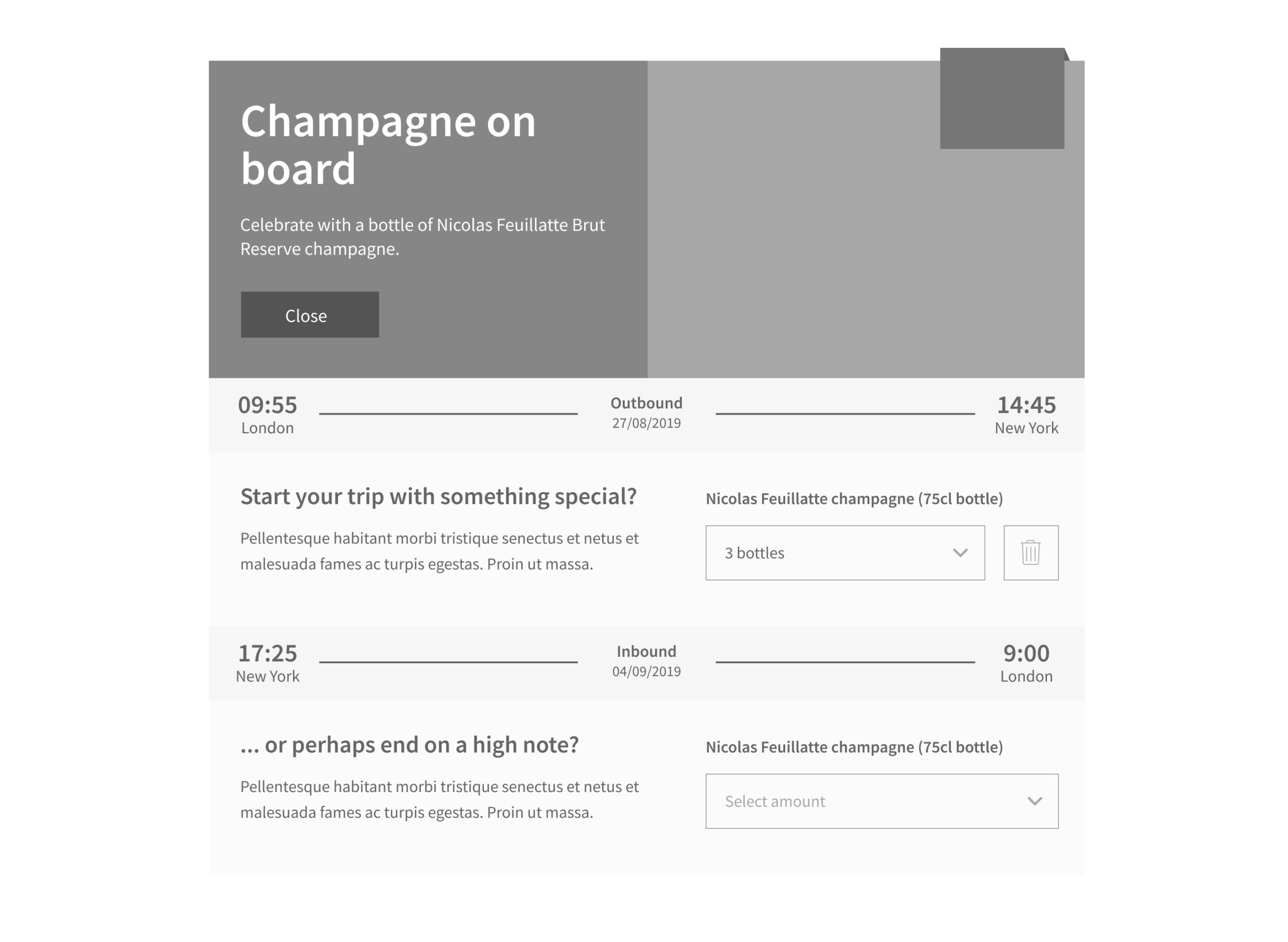 3 bottles selected in the outbound section.